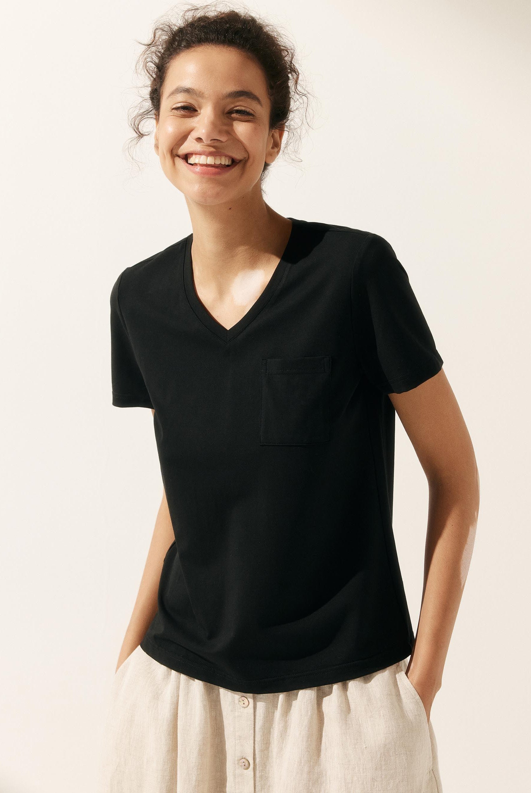 Stretch-Knit Bamboo Classic Basic Tee BELLE - TOPS-Bamboo Tees