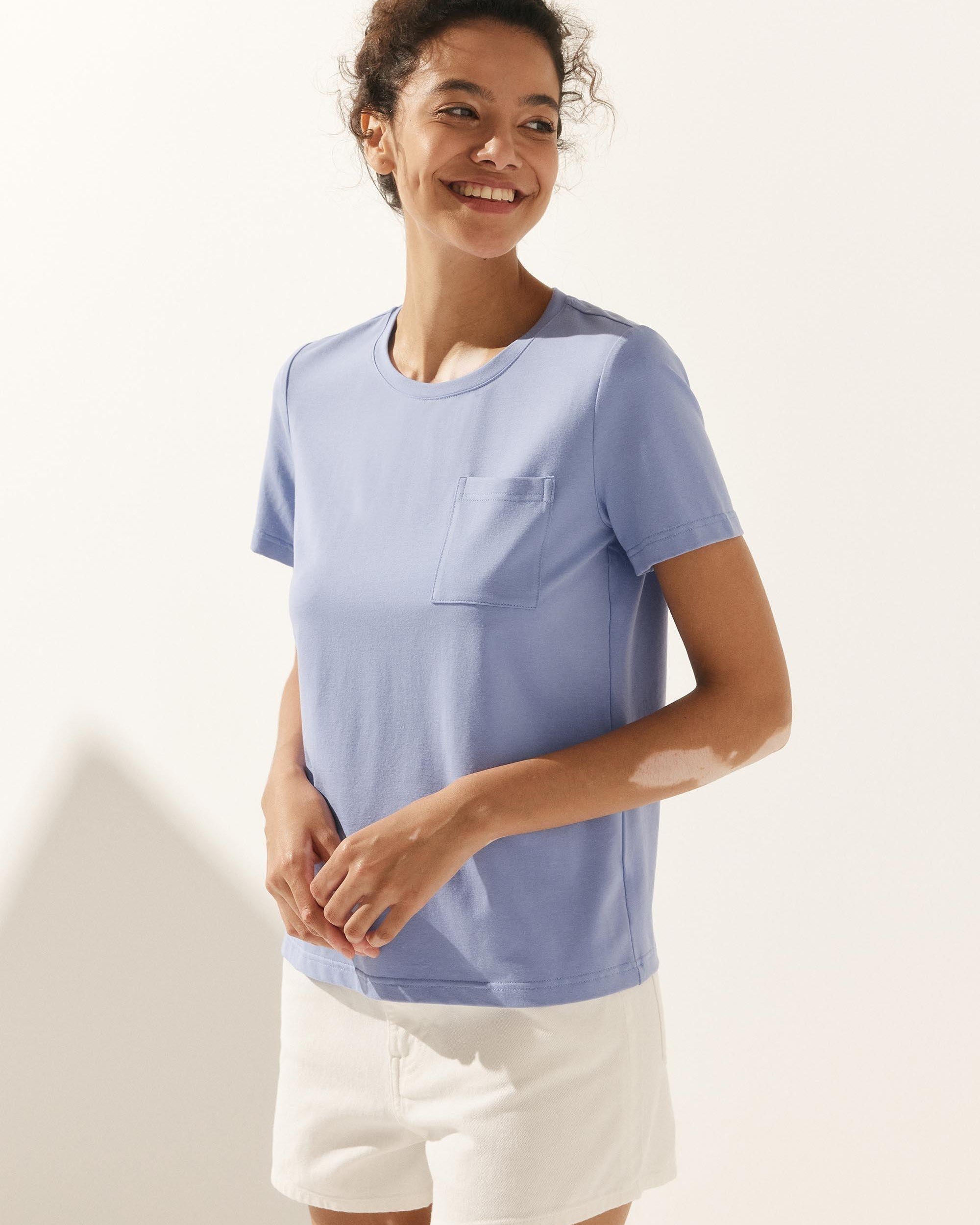 Stretch-Knit Bamboo Classic Basic Tee BELLE - TOPS-Bamboo Tees