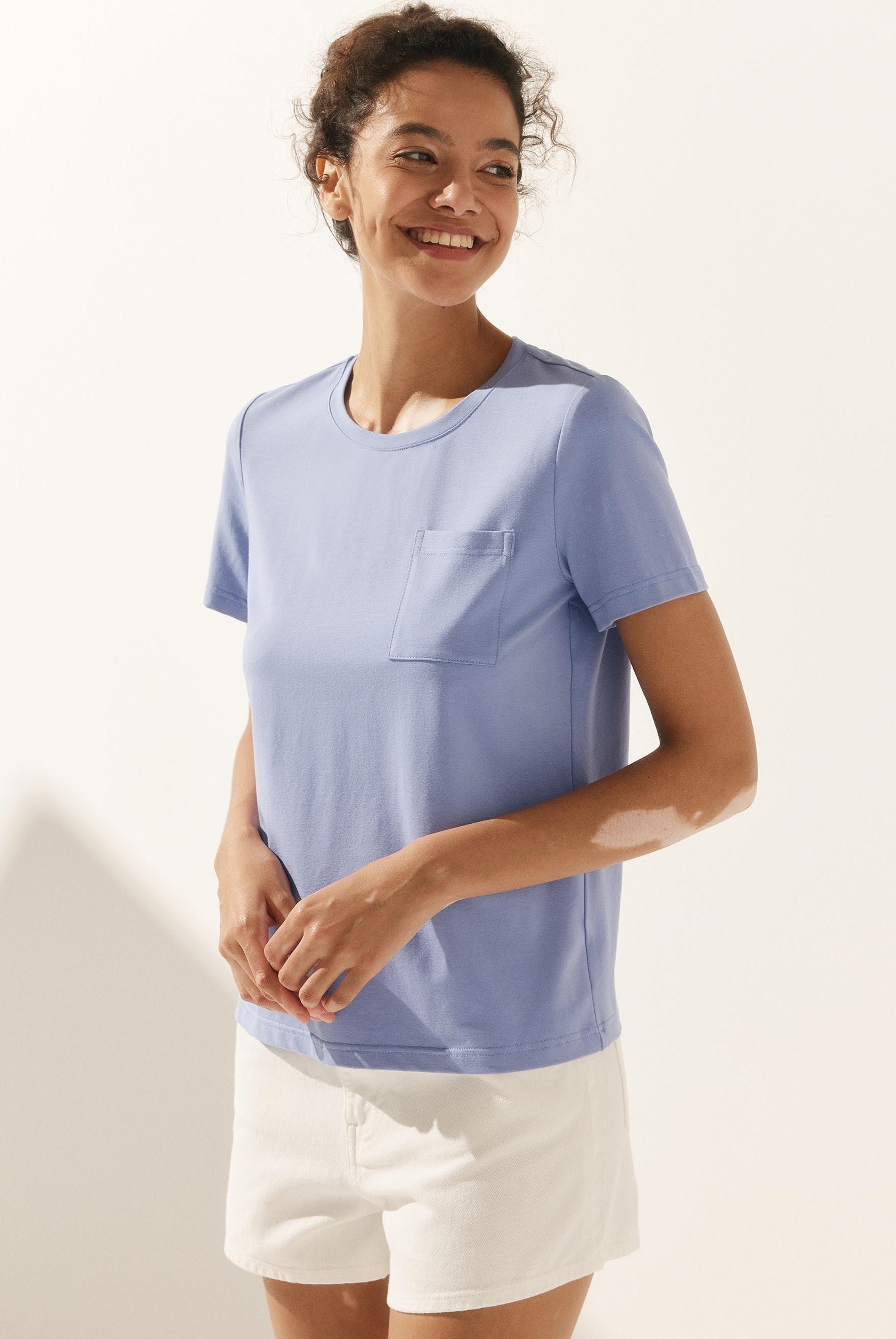 Stretch-Knit Bamboo Classic Basic Tee BELLE - TOPS-Bamboo Tees