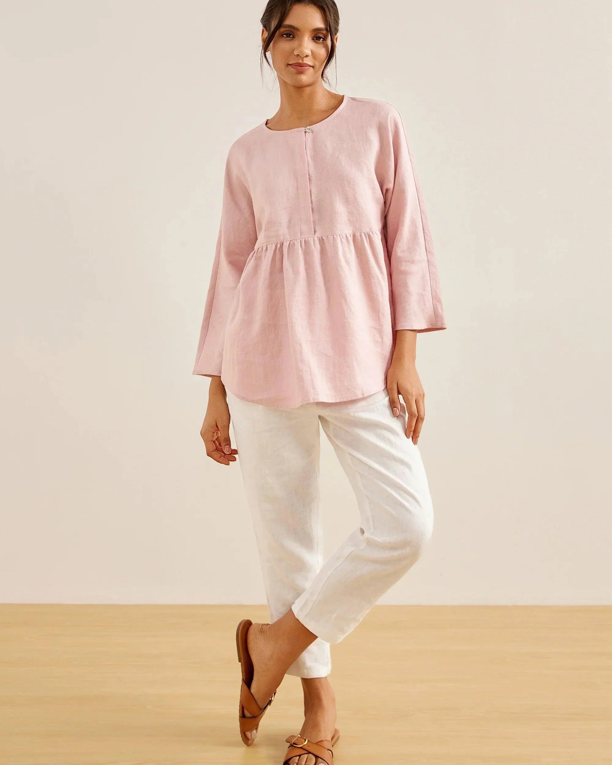 SITKA Linen Long-Sleeved Top - TOPS-Linen Blouses