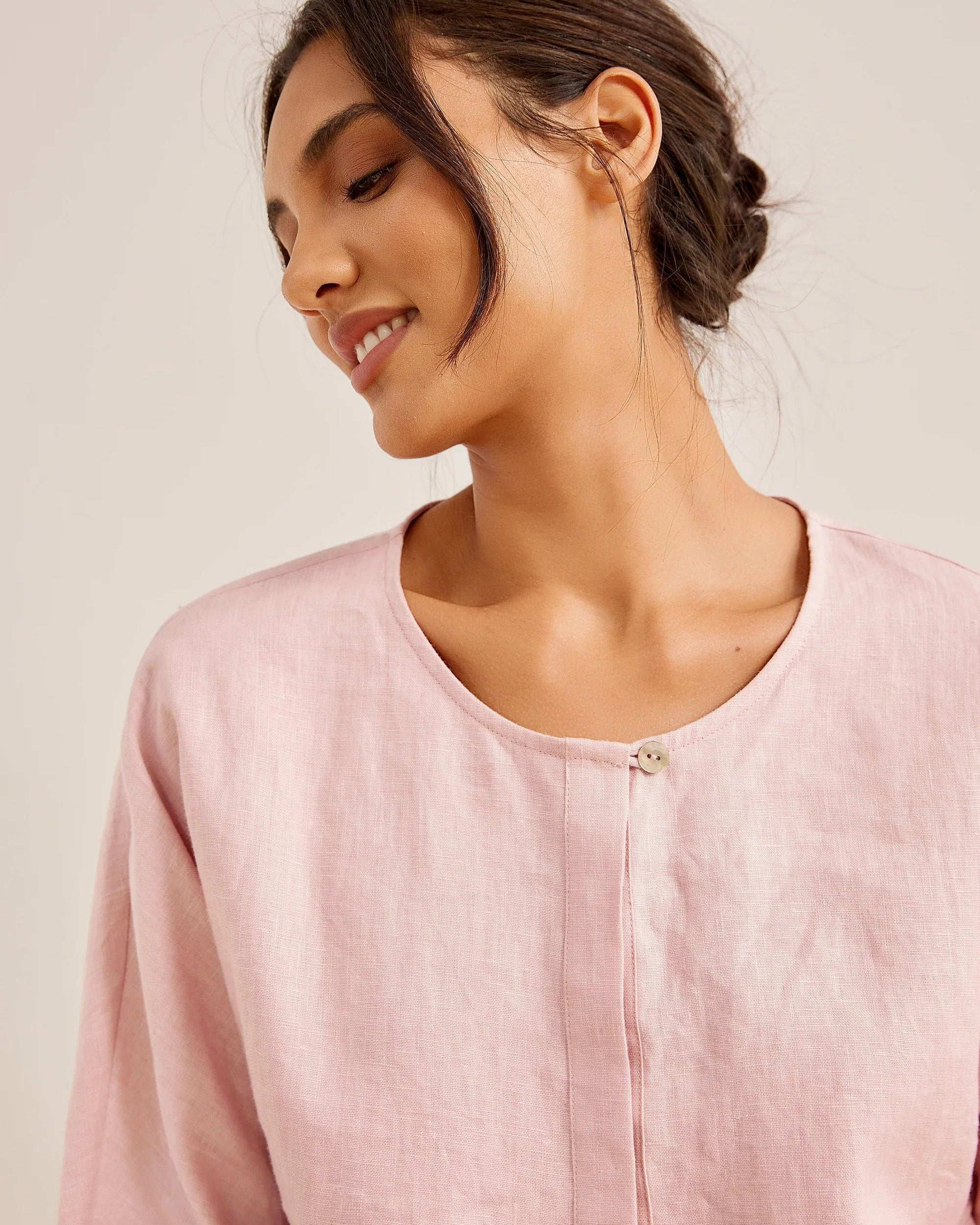 SITKA Linen Long-Sleeved Top - TOPS-Linen Blouses