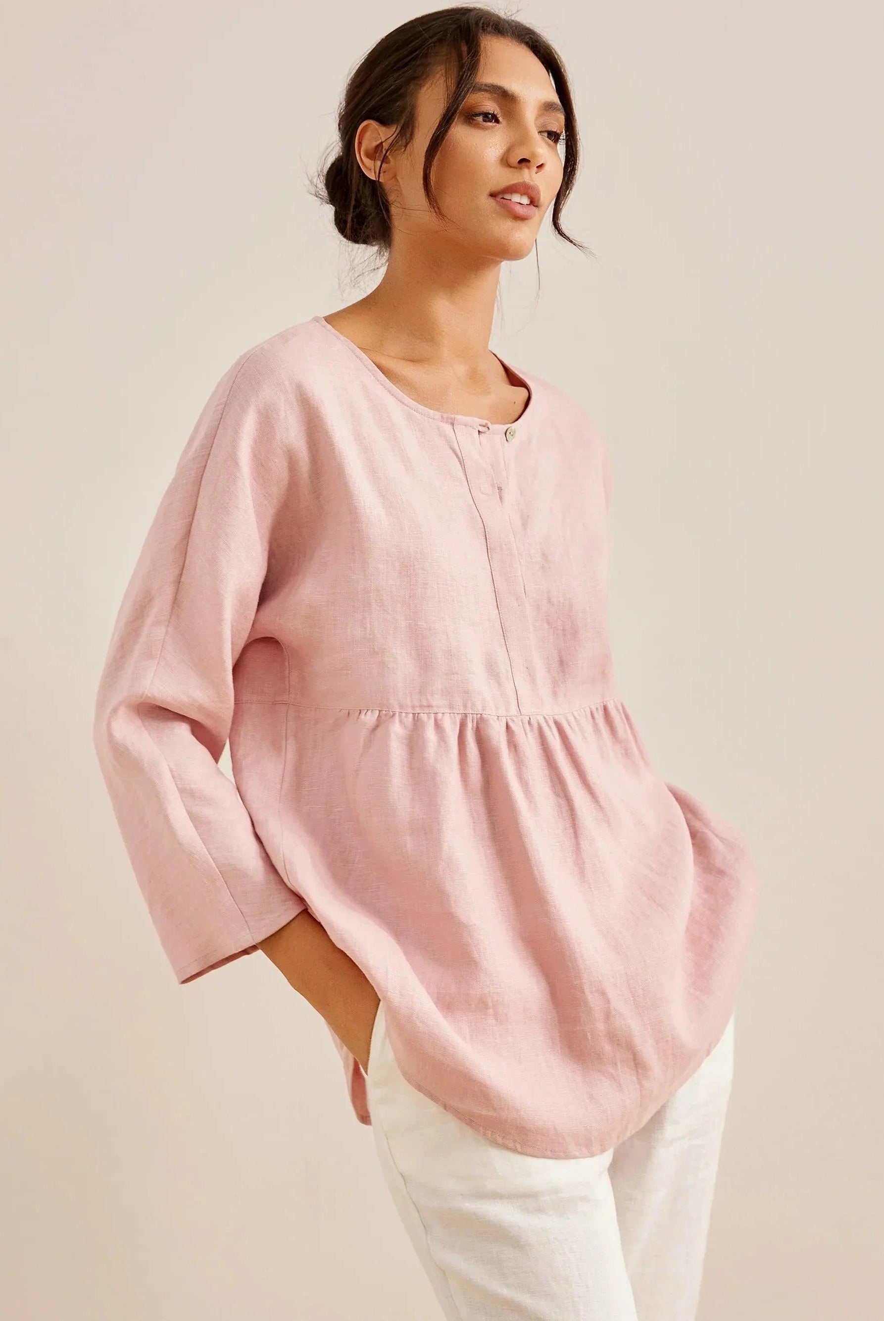 SITKA Linen Long-Sleeved Top - TOPS-Linen Blouses