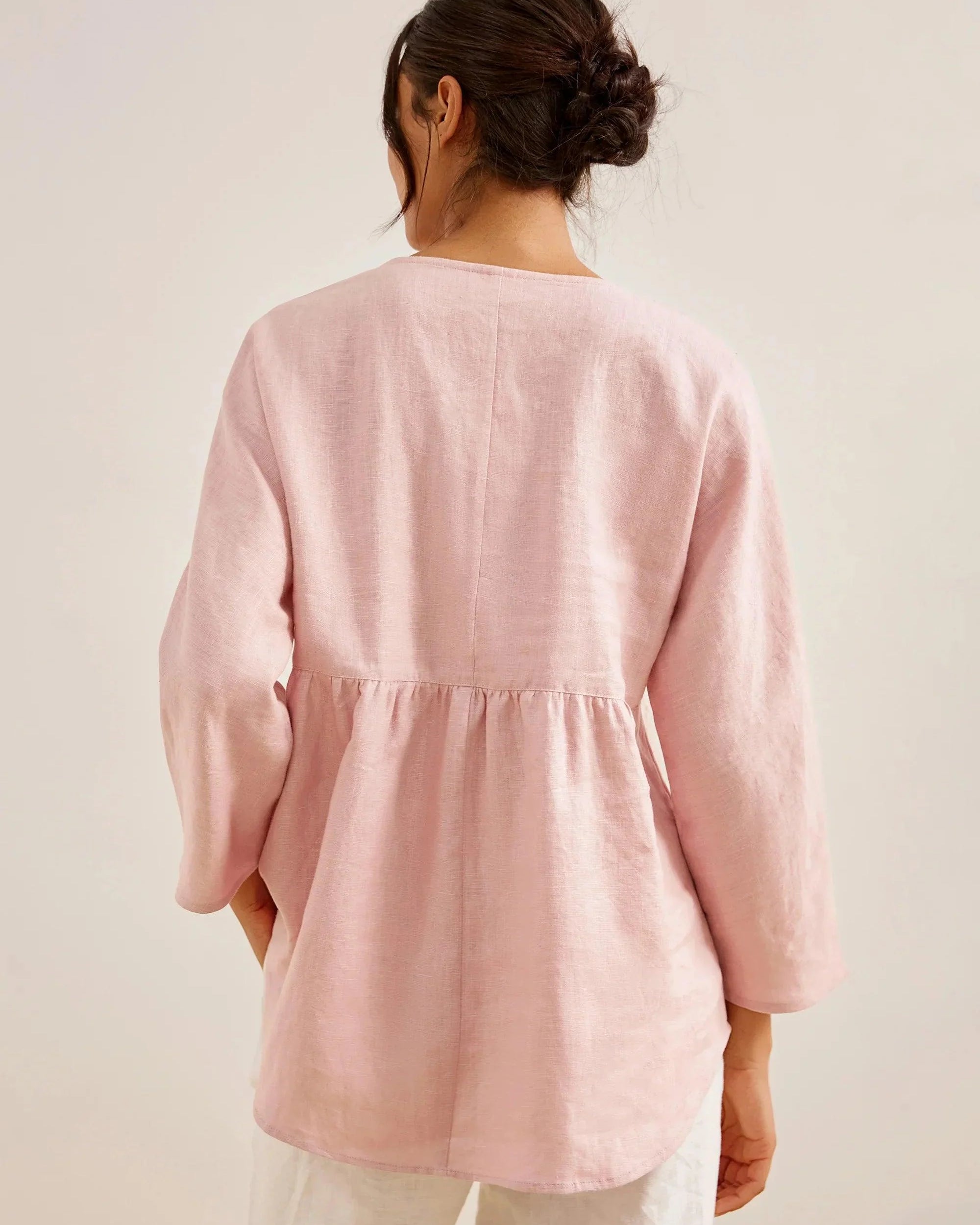 SITKA Linen Long-Sleeved Top - TOPS-Linen Blouses