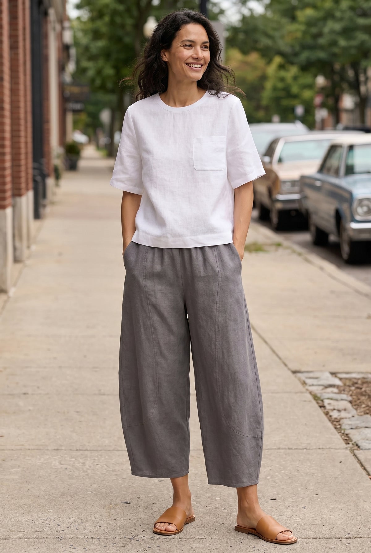 100% Linen Classic Ankle Pants ZOE by LINTICO for women