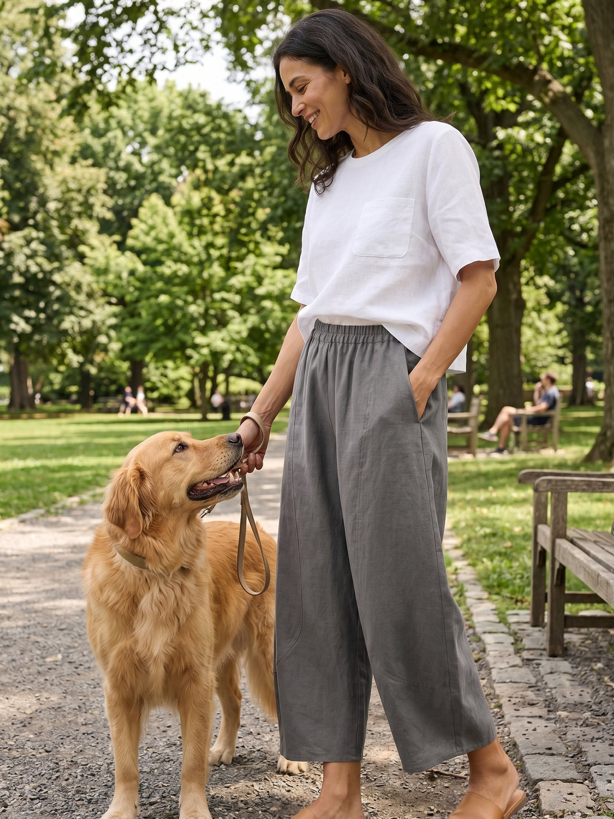 Pantalon cheville femme ZOE 100% lin, coupe classique, de LINTICO