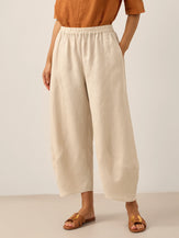 Pantalon cheville femme ZOE 100% lin, coupe classique, de LINTICO