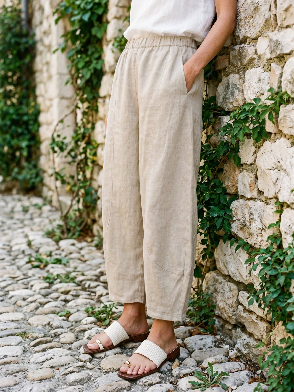 Pantalon cheville femme ZOE 100% lin, coupe classique, de LINTICO