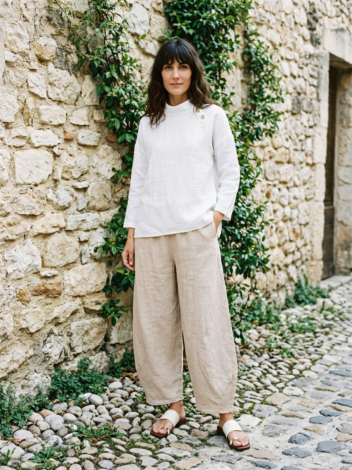 Pantalon cheville femme ZOE 100% lin, coupe classique, de LINTICO
