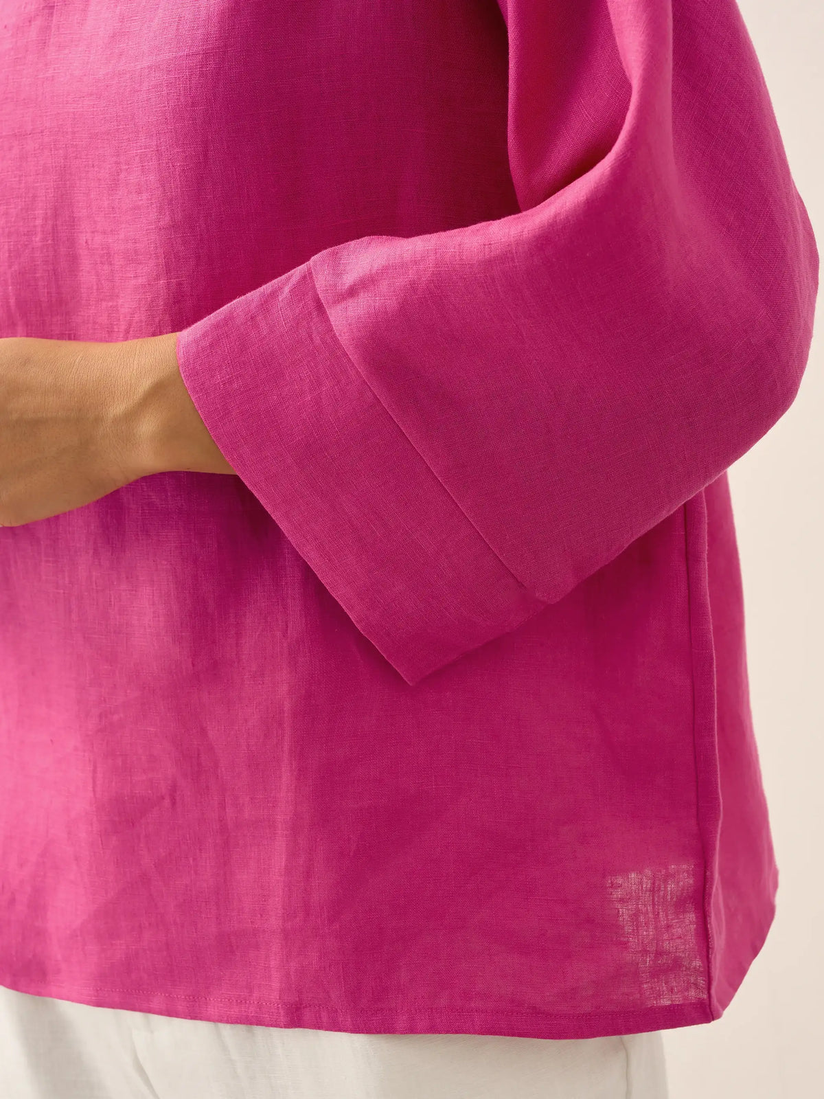 Linen-Cotton Dropped Collar Long-Sleeve Top TRISTAN by LINTICO for women