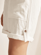 Linen Button-Fly Quarter Shorts LUCY - BOTTOMS-Linen