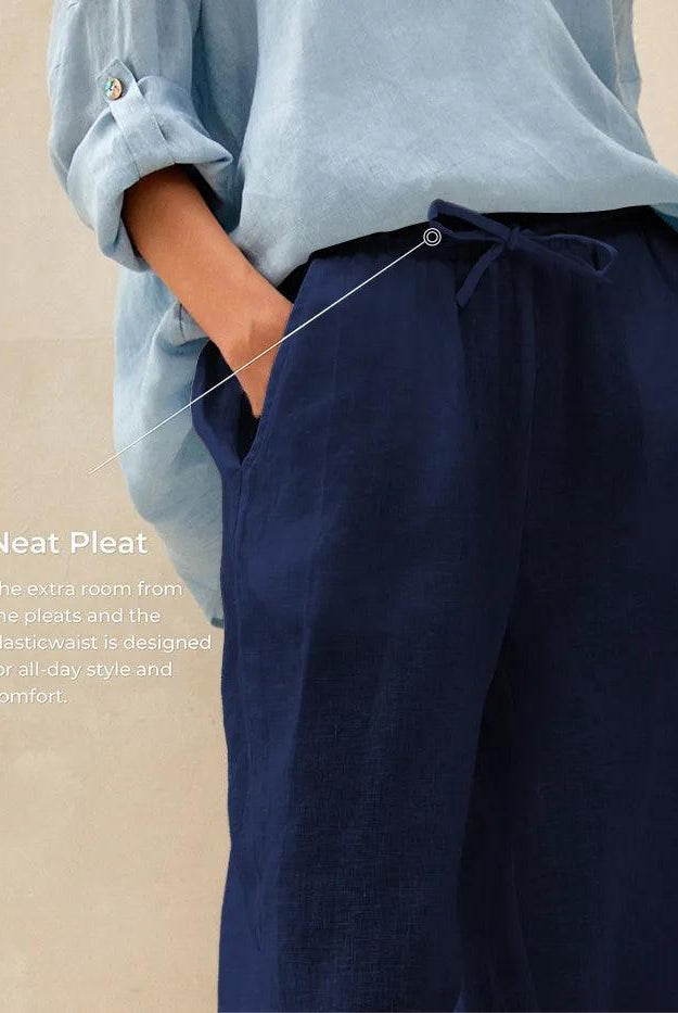 100% Linen Classic Pants LYON - BOTTOMS-Linen