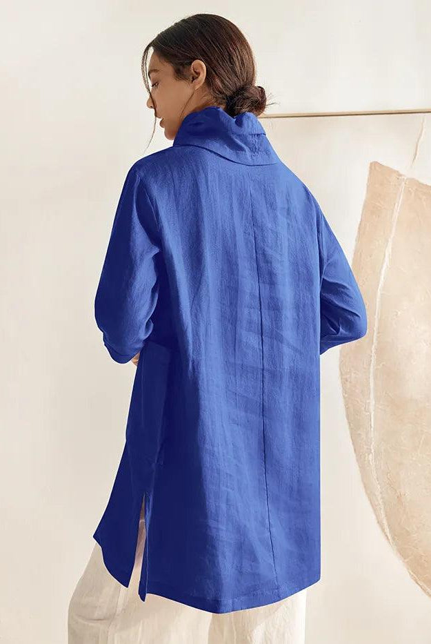 100% Linen Cowl Neck Oversized Tunic ELEANOR - TOPS-Linen Tunics