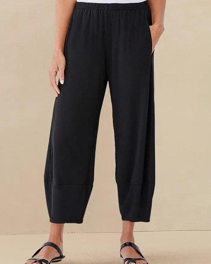 100% Linen Crop Pants RORY - Charcoal Black / XS - BOTTOMS-Linen