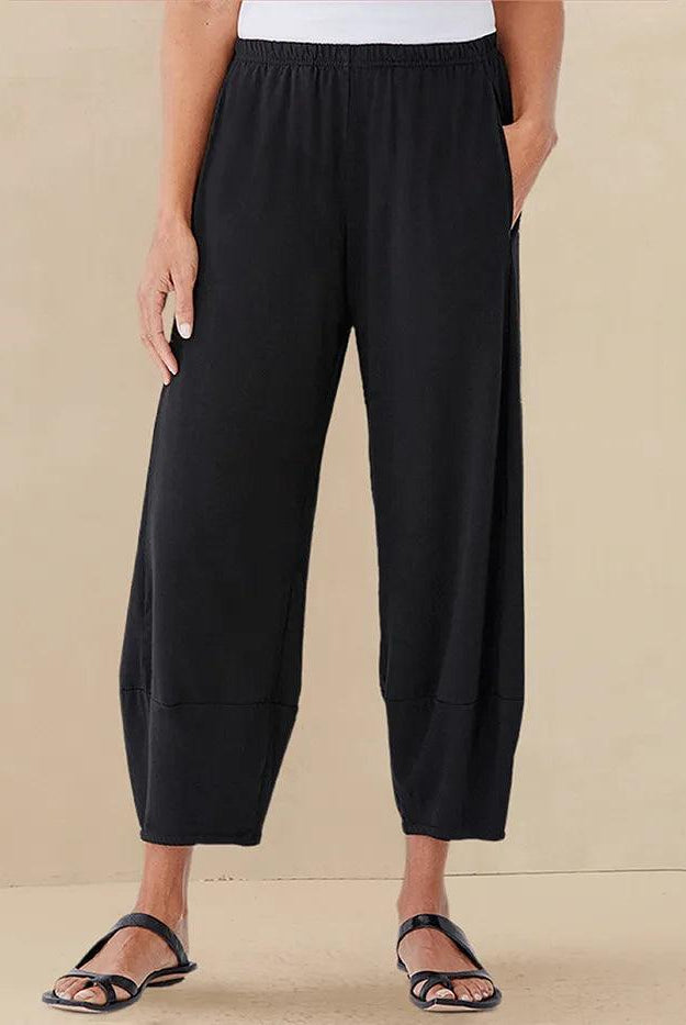 100% Linen Crop Pants RORY - Charcoal Black / XS - BOTTOMS-Linen