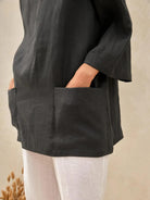 100% Linen Loose Long Shirt LILY - TOPS-Linen Tunics