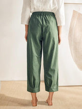 Linen Pocketed Straight-Leg Ankle Pants NINA - BOTTOMS-Linen