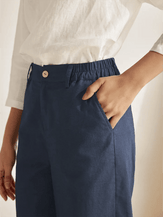 Pantalon cheville NINA en lin à jambe droite et poches - BAS-Lin