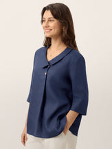 100% Linen Asymmetric Collar Inverted Pleat Top OTTILIE by LINTICO for women