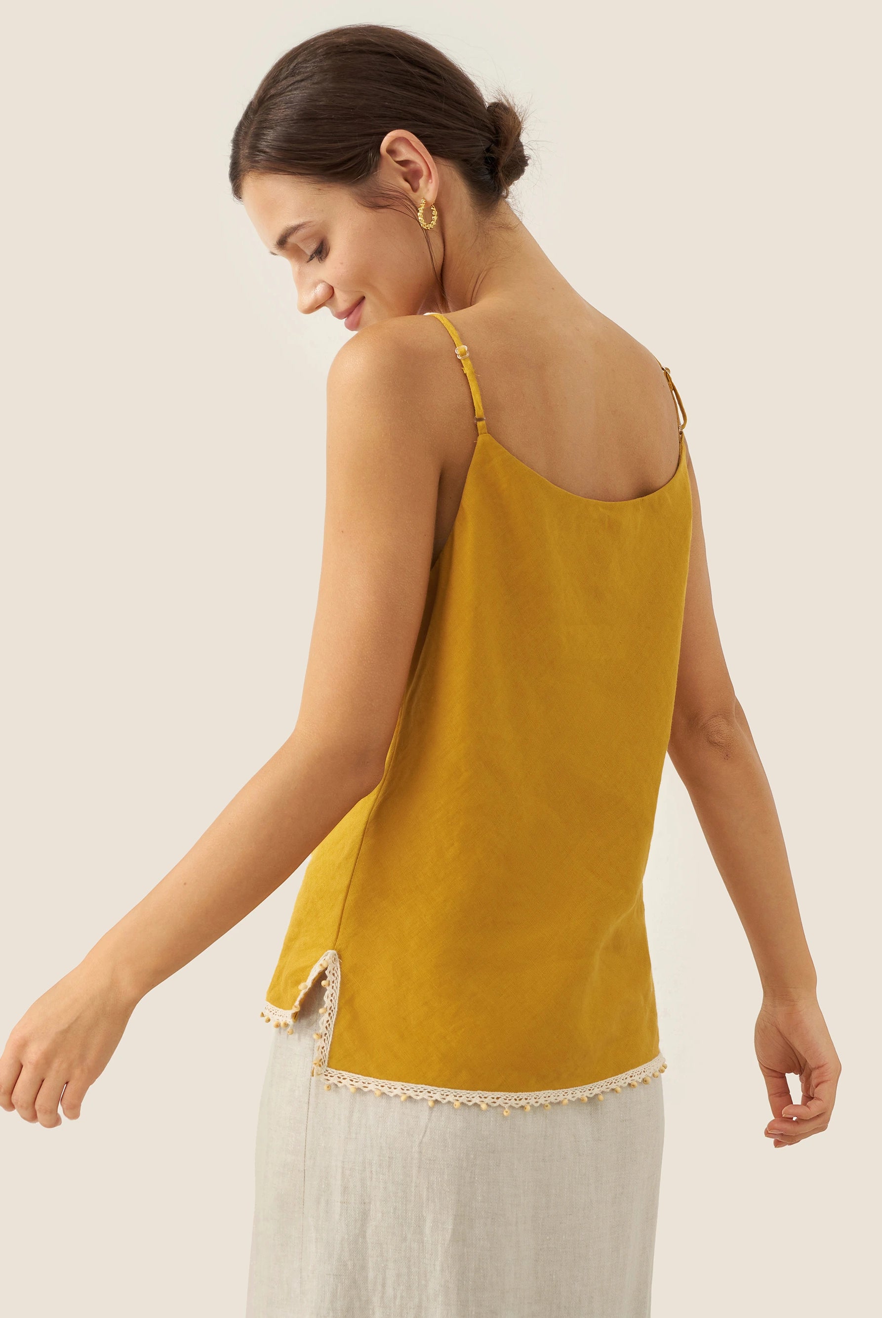 100% Linen Beaded Hem Camisole Bree by LINTICO for women
