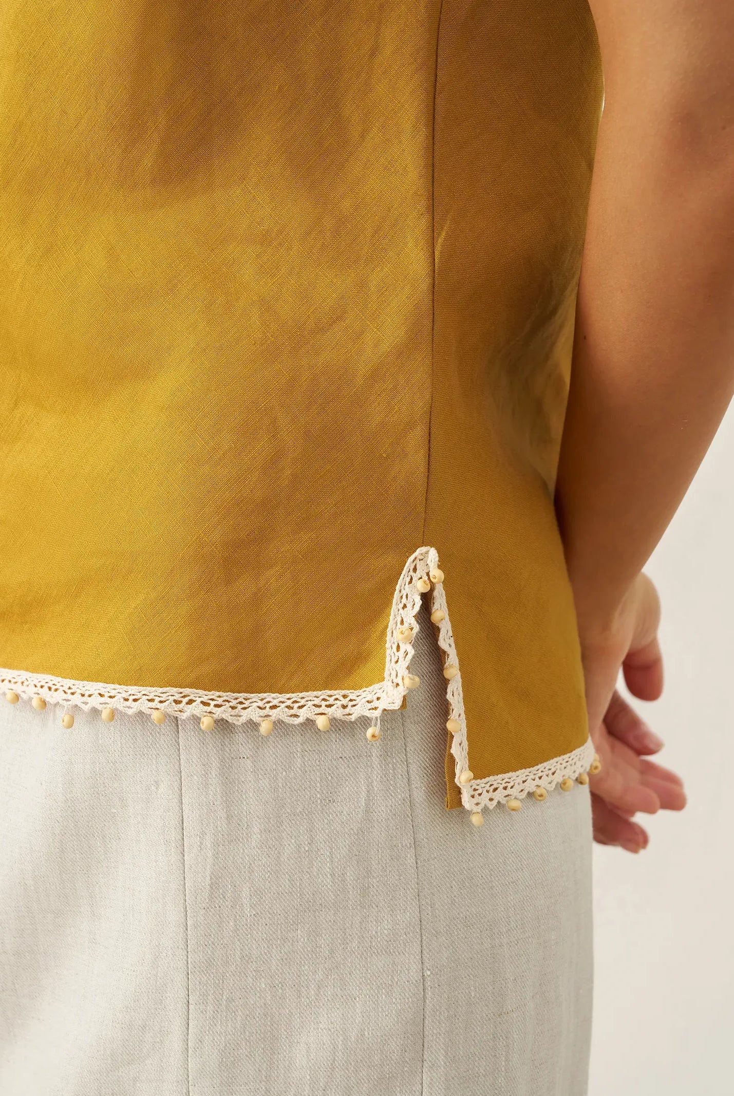 100% Linen Beaded Hem Camisole Bree by LINTICO for women