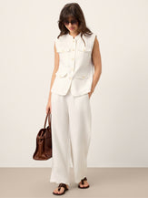 Linen Four-Pocket Tailored Sleeveless Vest COSIMA by LINTICO for women