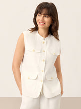 Linen Four-Pocket Tailored Sleeveless Vest COSIMA by LINTICO for women