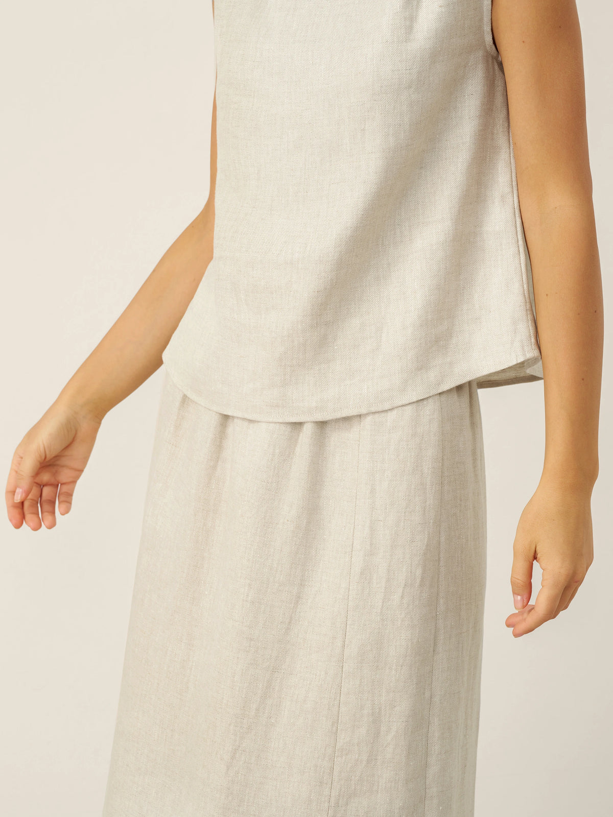 100% Linen Cap Sleeve Beaded Top BIANCA by LINTICO for women