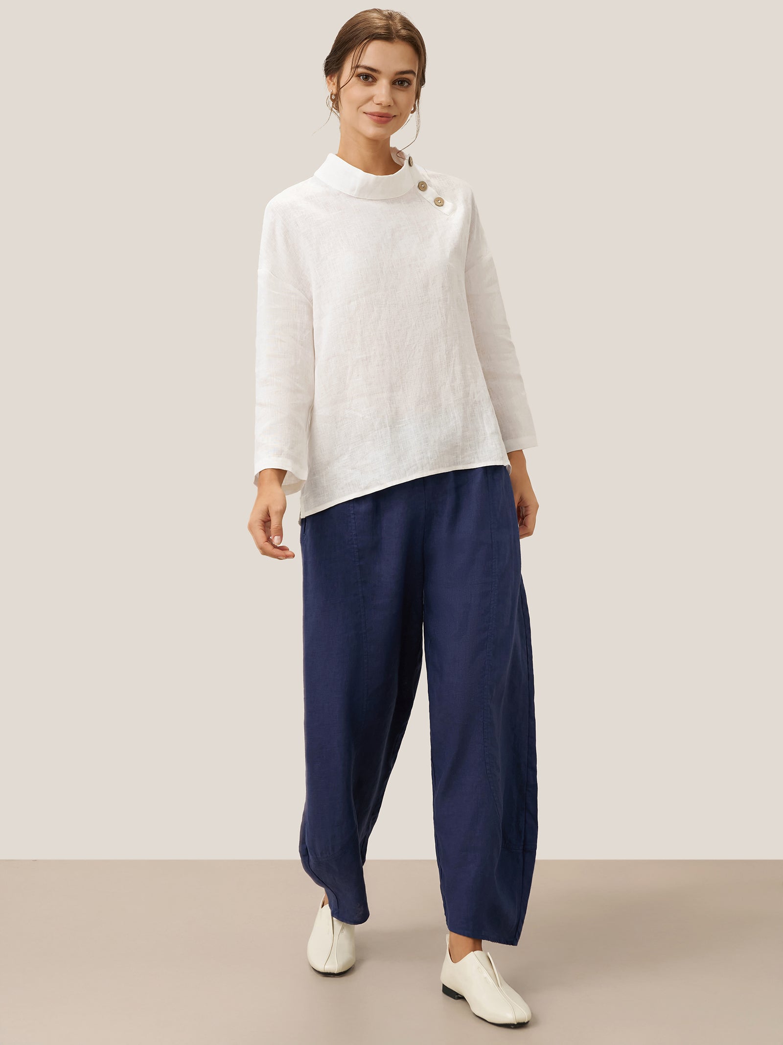 100% Linen Classic Ankle Pants ZOE by LINTICO for women