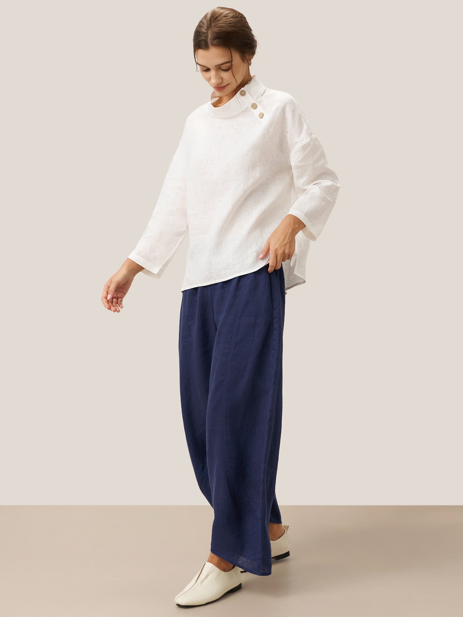 100% Linen Classic Ankle Pants ZOE by LINTICO for women