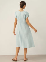100% Linen Crescent Collar Flutter Sleeve Mini Dress FIONA by LINTICO for women