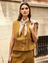 100% Linen Double-Breasted Vest ESTELLA by LINTICO for women