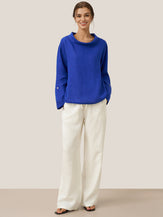 100% Linen Draped Neck Top HOLLIS by LINTICO for women