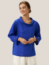 100% Linen Draped Neck Top HOLLIS by LINTICO for women