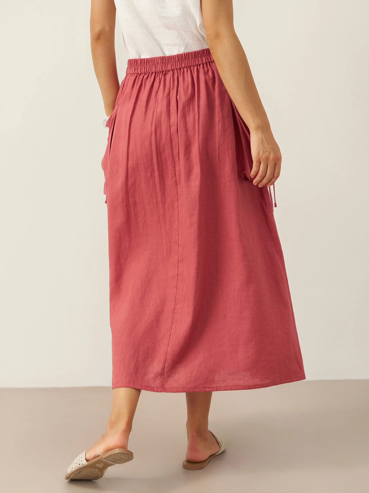 100% Linen Drawstring Pocket Skirt TESS by LINTICO for women