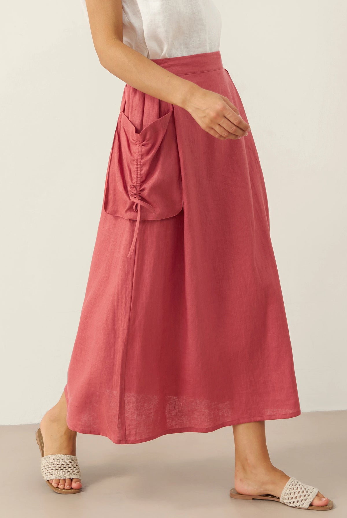 100% Linen Drawstring Pocket Skirt TESS by LINTICO for women