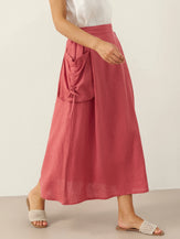 100% Linen Drawstring Pocket Skirt TESS by LINTICO for women