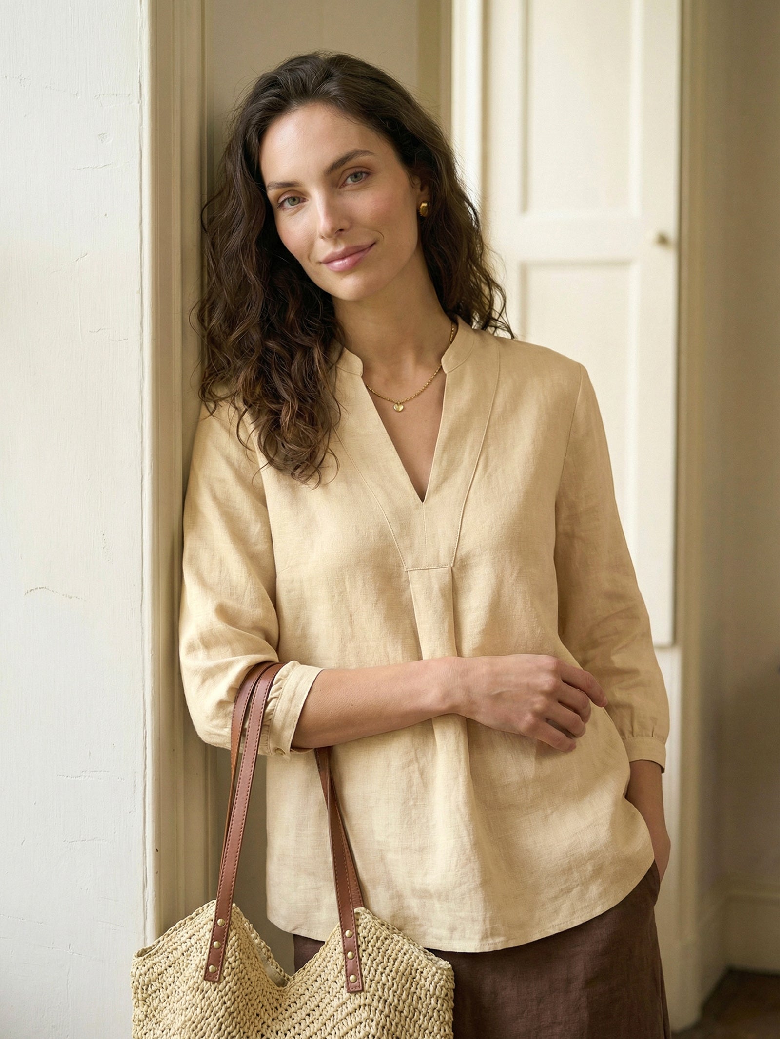 100% Linen Dress Shirt JOANNA by LINTICO for women