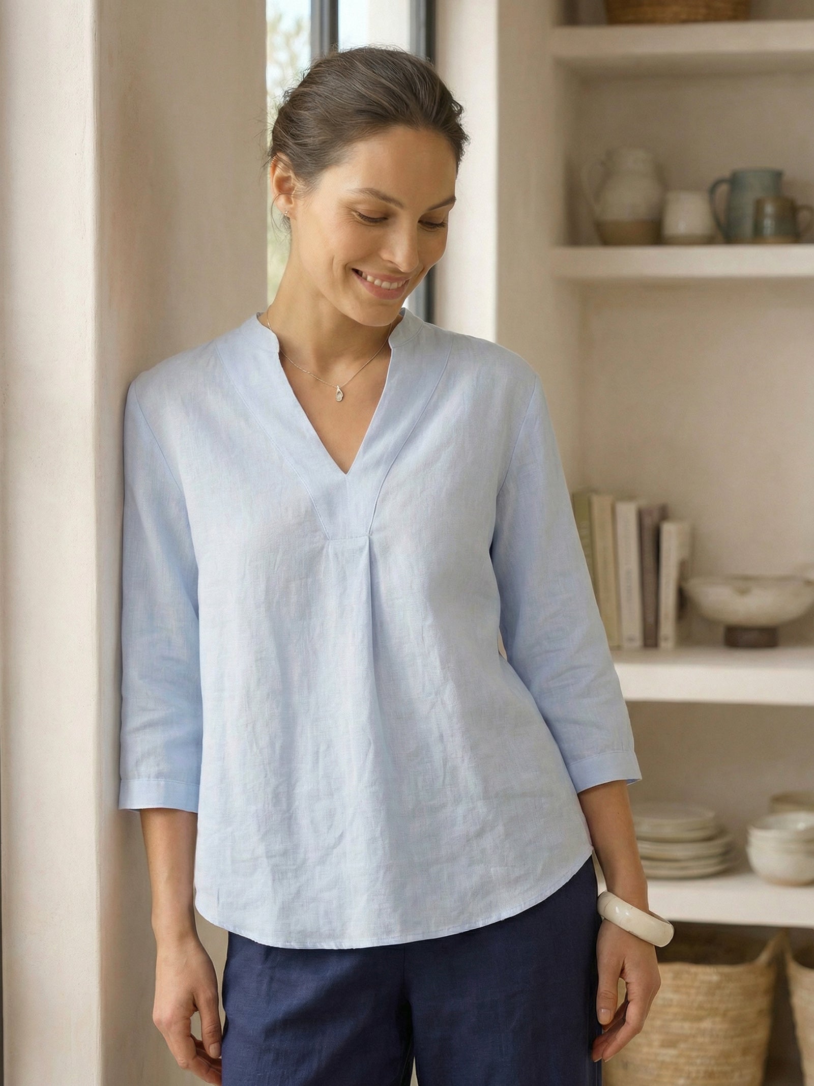 100% Linen Dress Shirt JOANNA by LINTICO for women