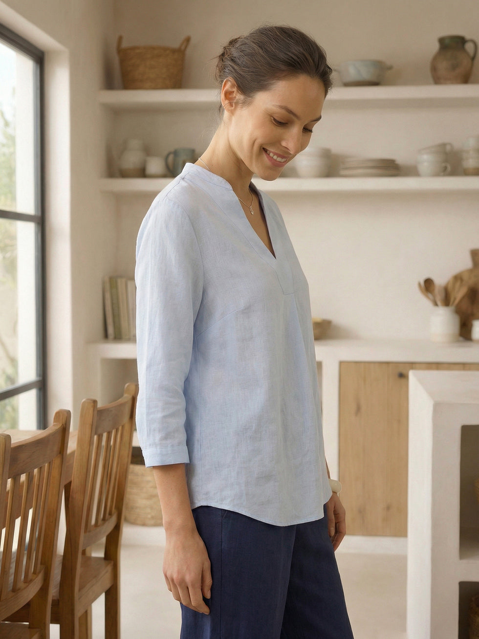 100% Linen Dress Shirt JOANNA by LINTICO for women