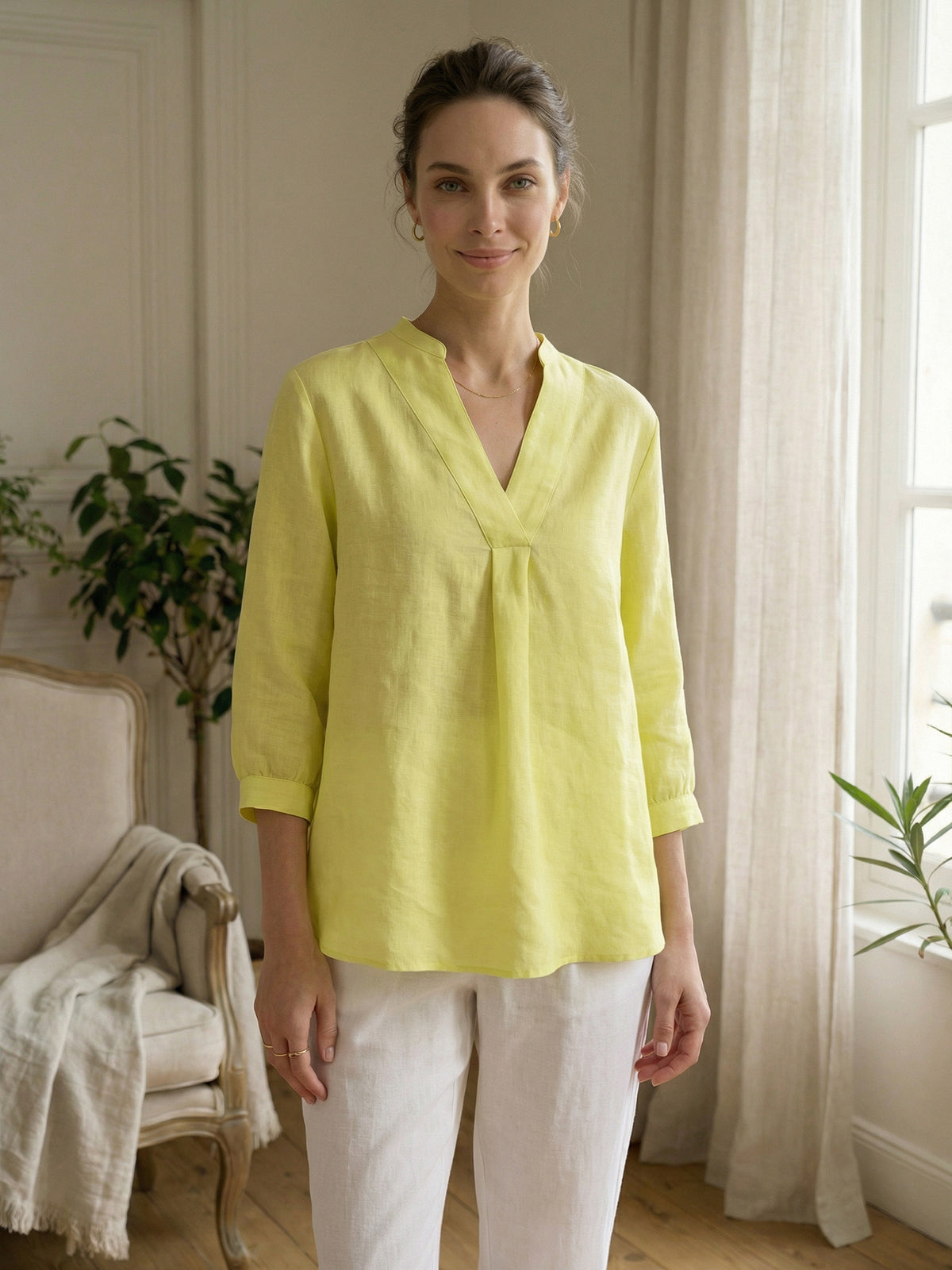 100% Linen Dress Shirt JOANNA by LINTICO for women