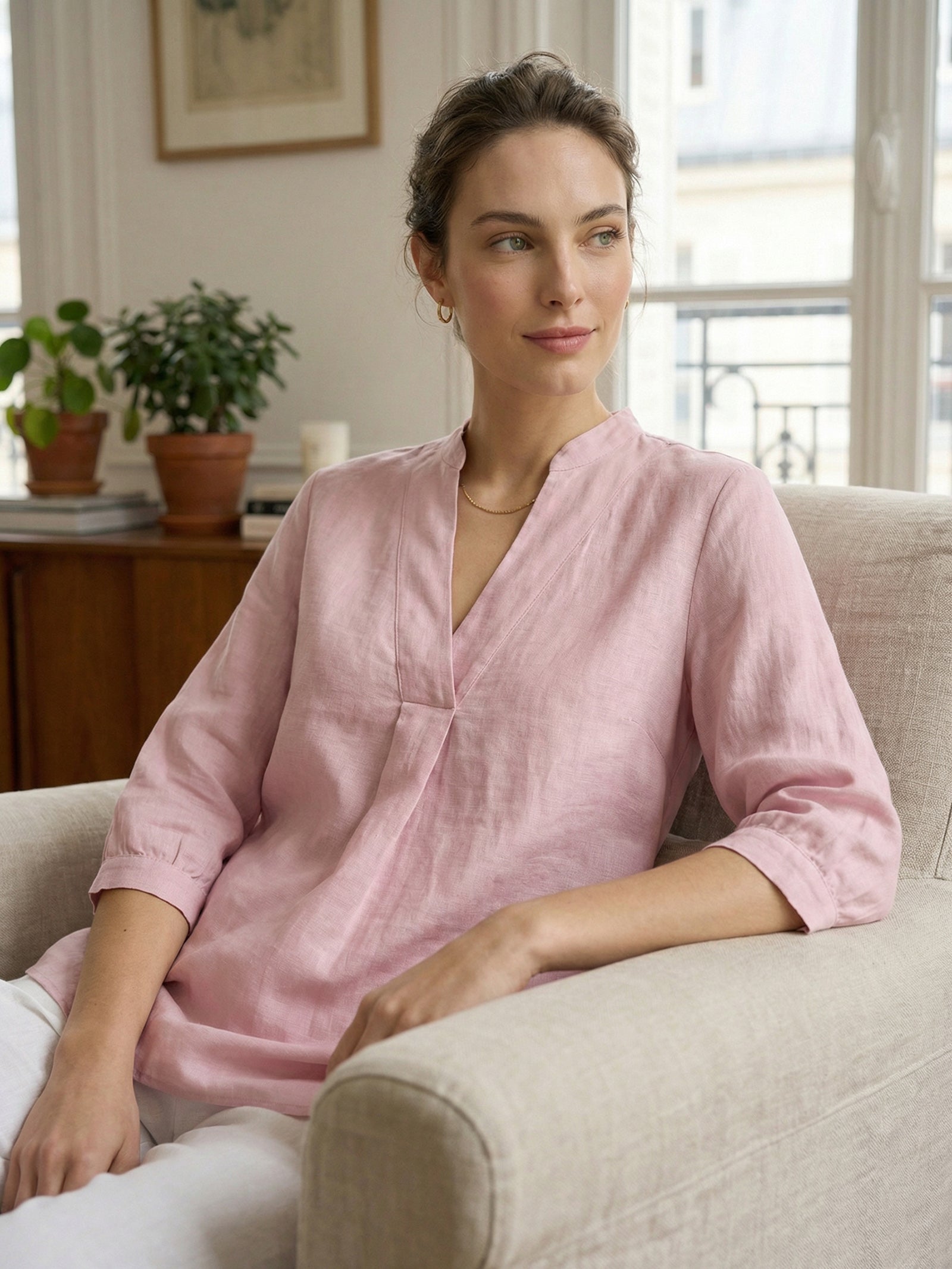 100% Linen Dress Shirt JOANNA by LINTICO for women