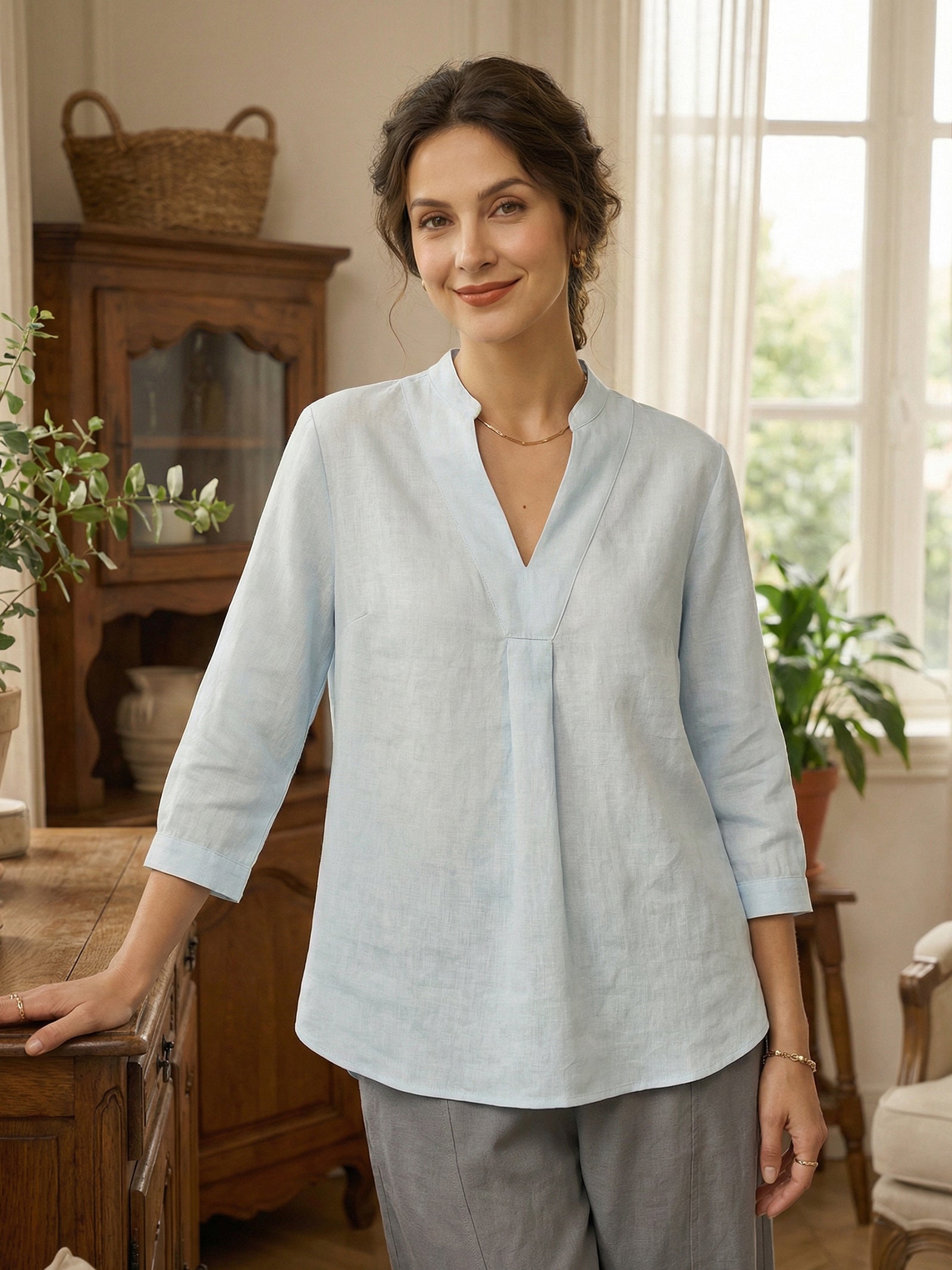 100% Linen Dress Shirt JOANNA by LINTICO for women