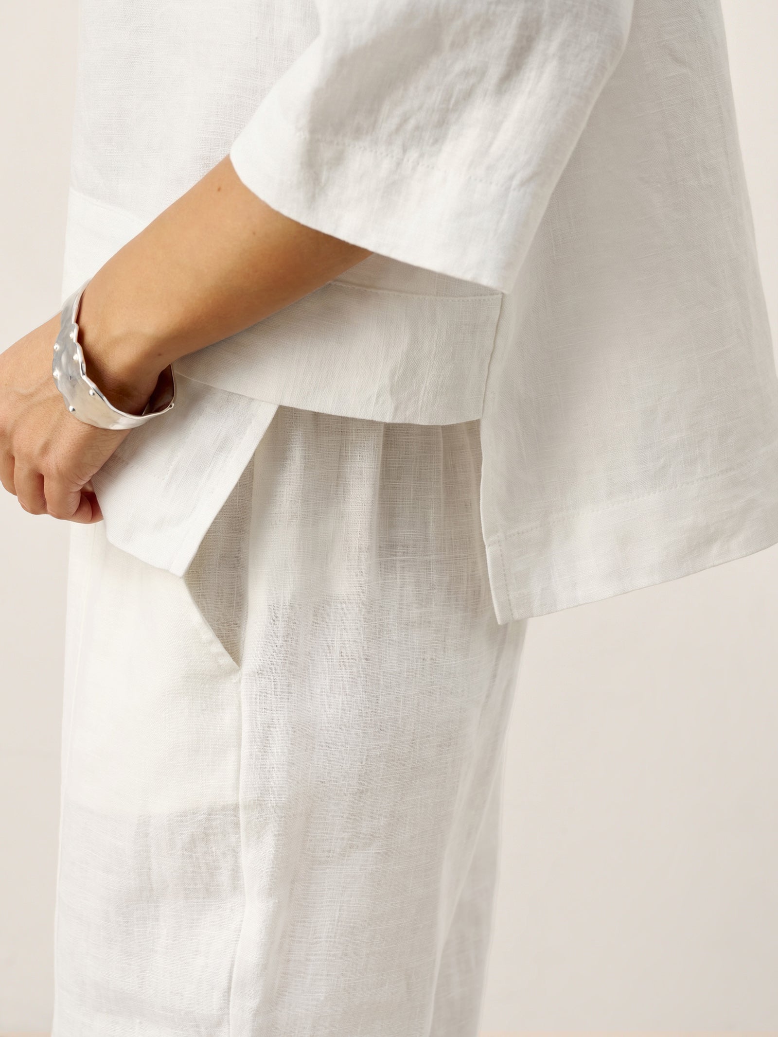 100% Linen Drop Shoulder Asymmetric Layered Hem Overtop VIOLA by LINTICO for women