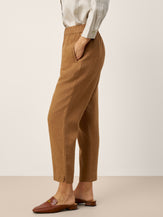 100% Linen Elasticated Waist Ankle Pants GWEN by LINTICO for women
