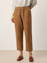 100% Linen Elasticated Waist Ankle Pants GWEN by LINTICO for women