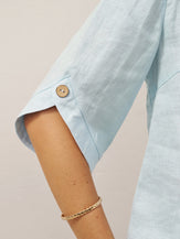 100% Linen Elbow Sleeve Pullover Top NOLA by LINTICO for women