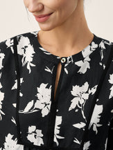 100% Linen Floral Printed Gathered Pullover Top AMIYA by LINTICO for women