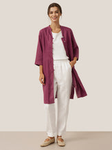 100% Linen Hand Button Long Top DILLON by LINTICO for women