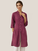 100% Linen Hand Button Long Top DILLON by LINTICO for women