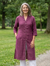 100% Linen Hand Button Long Top DILLON by LINTICO for women